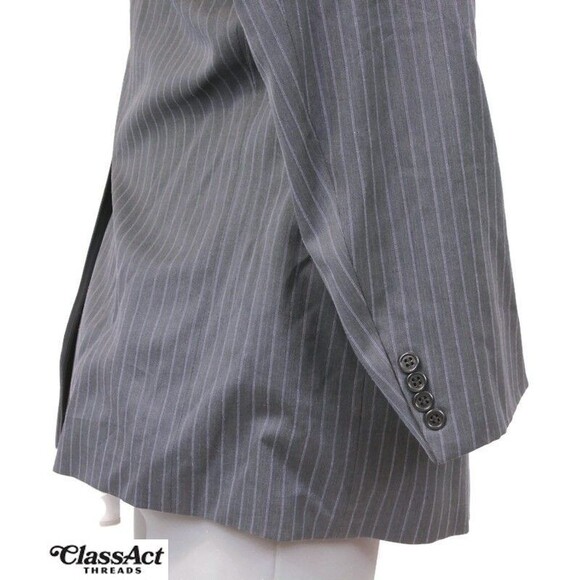 Hart Schaffner Marx Blazer Gray Striped Wool Sport Coat Suit Jacket 42R - Picture 4 of 8
